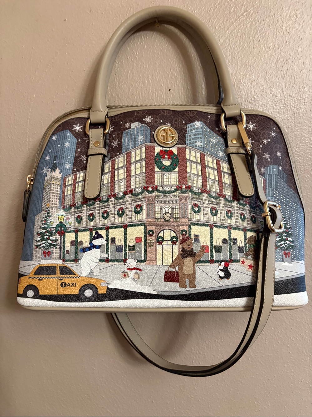 Gianni Bernini Exclusive Bears Dome Holiday Satchel Bag